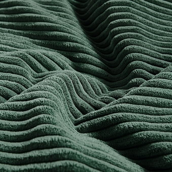 Fancy Homi Set of 2 Dark Green Lumbar Decorative Throw Pillow Covers 16x28 Inch for Living Room Couch Bed, Boho Farmhouse Forest Green Home Decor, Soft Corduroy Corss Patchwork Cushion Case