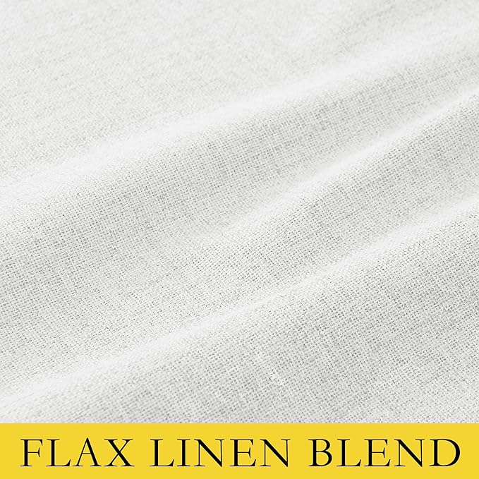 NICETOWN 100% Absolutely Blackout Linen Curtains with Thermal Insulated Liner, Greyish White, 42" Wide, 45" Length Energy Saving Curtains for Dining Room 2 Panels Set, Vertical Blinds