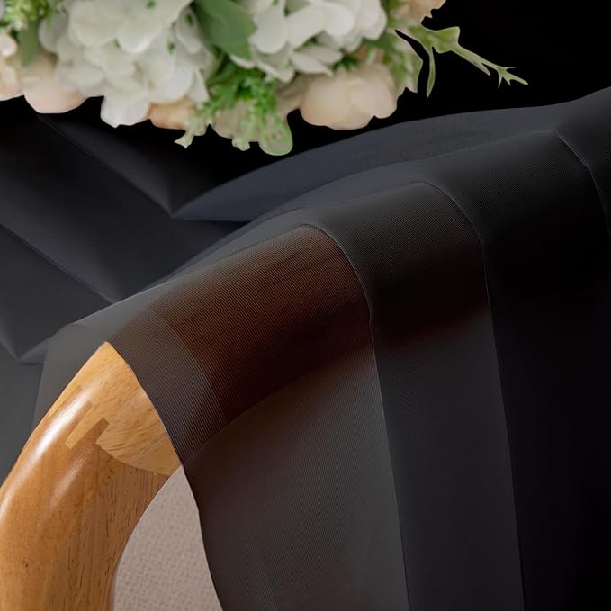 Simplebrand Black Sheer Curtains, 72" Length, 2 Panels Set - Light Filtering, Rod Pocket Window Curtains for Bedroom (Black, 59" W x 72" L)