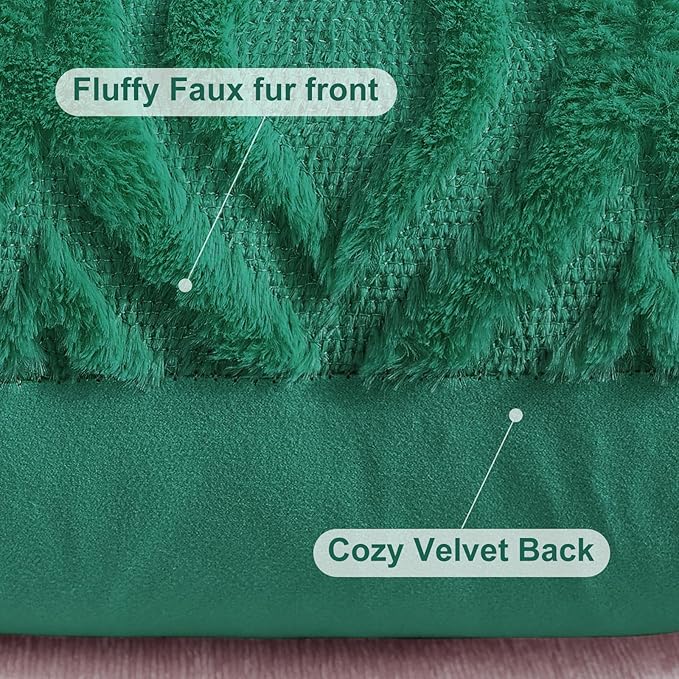 decorUhome Throw Pillow Covers 24x24 Inch Set of 2, Soft Plush Faux Wool Green Solid Couch Pillow Covers, Accent Euro Sham Farmhouse Neutral Square Pillow Cases for Sofa Bed Living Room