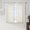 Cream Linen Sheer Curtains 54 Inch Length 2 Panel Set Back Tab Pocket Semi Sheer Light Filtering Short Curtain Soft Elegant Aesthetic Small Window Drapes for Bathroom 52x54 inches Long Ivory
