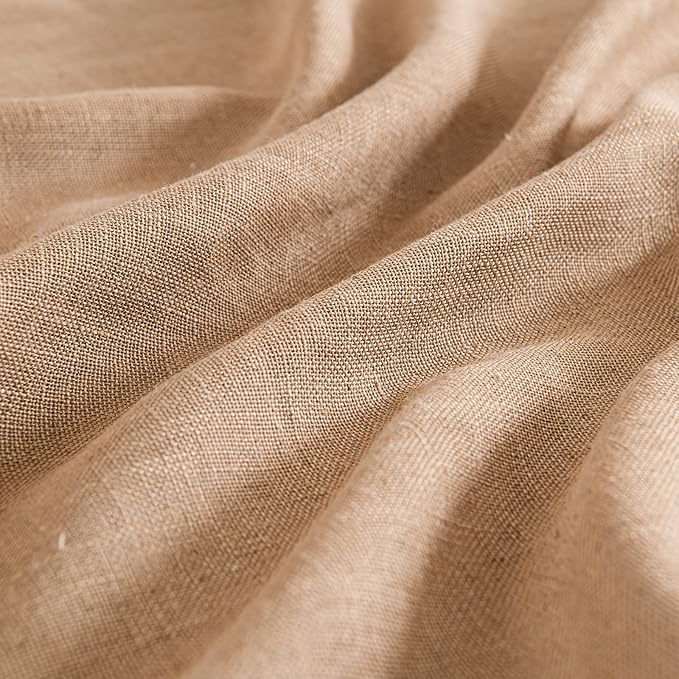 MIULEE Brown Linen Curtains 72 Inch Length for Bedroom Living Room, Soft Thick Linen Textured Window Drapes Semi Sheer Light Filtering Back Tab Rod Pocket Burlap Look Farmhouse Decor, 2 Panels