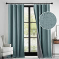 RYB HOME 100% Blackout Linen Textured Curtains 84 inches Long, Thermal Insulating Privacy Energy Saving for Bedroom Living Room Window Office Theater Baby Nursery, W 52 x L 84 in, Misty Blue, 2 Pcs