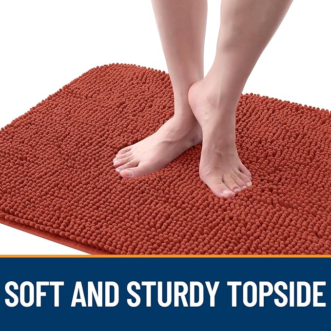 OLANLY Dog Door Mat for Muddy Paws 59x35, Absorbs Moisture and Dirt, Absorbent Non-Slip Washable Doormat, Quick Dry Chenille Mud Mat for Dogs, Entry Indoor Entryway Carpet for Inside Floor, Maple Red