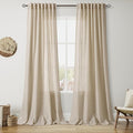 Nanspring Taupe Burlywood Curtains 96 Inches Long for Living Room Flax Linen Light Filtering Country Farmhouse Decor Curtains Back Tab Privacy Semi Sheer Curtain for Bedroom 52x96, 2 Panels