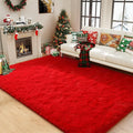 Amearea Shag Fluffy Area Rug for Bedroom Girls Living Room, Extra Soft and Fuzzy Shaggy Rugs, Non Slip, Solid Color Carpet Mat for Boys Nursery Home, Red 6x9 Feet