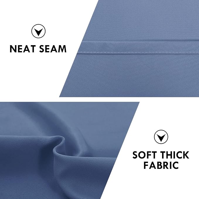 DWCN Blackout Curtains – Thermal Insulated, Energy Saving & Noise Reducing Bedroom and Living Room Curtains, Dusty Blue, W 42x L 63 Inch, Set of 2 Rod Pocket Curtain Panels