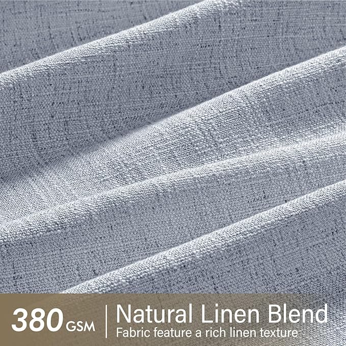 MIULEE Pinch Pleated Thick Linen Curtains 108 Inches Length 2 Panels for Living Room Bedroom, Extra Long Pinch Pleat Drapes Back Tab Light Filtering Light Blue Foor to Ceiling Curtains with Hooks