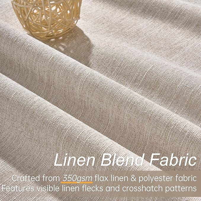 Topfinel 105 Inches Long Blackout Natural Linen Curtains for Bedroom, Rustic Brown Pinch Pleat Sound Blocking Curtains, Neutral Farmhouse Lined Drapes 2 Panels for Living Room Sliding Door
