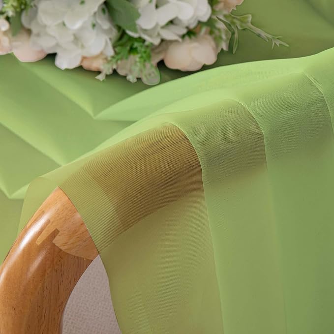 Chyhomenyc Lime Sheer Curtains 96 inches Long 2 Panels, Light Filtering Soft Airy Solid Elegant Voile Window Treatment Drapes for Bedroom Living Room, 42Wx96L, 8FT L