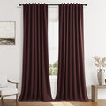 Guken 100% Blackout Curtains 102 Inch Length 2 Panels Set for Living Room Bedroom Back Tab Thermal Insulated Black Out Linen Drapes Room Darkening Reddish Brown,52x102