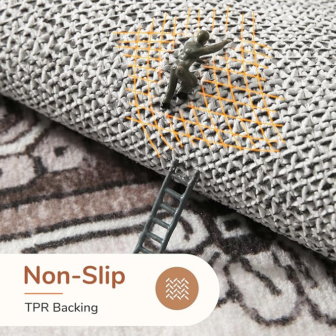 OPPODREAM Soft 6x9 Area Rugs, Washable Rug 6x9 with Non Slip Backing, Faux Cashmere Low-Pile 6 x 9 Carpet, Brown