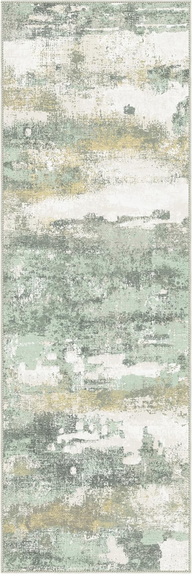 BEIMO Runner Rug for Hallway Kitchen, 2'6"x8' Machine Washable Runners Rug for Entryway, Soft Modern Abstract Throw Rugs, Low Pile Floor Cover with Non Slip Backing, Light Green