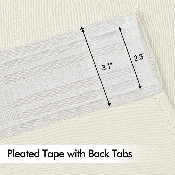 MIULEE Cream Back Tab Blackout Curtains 63 Inch Length 2 Panels Set for Living Room Bedroom Privacy, Rod Pocket/Pinch Pleat Thermal Insulated Room Darkening Pleated Light Blocking Drapes