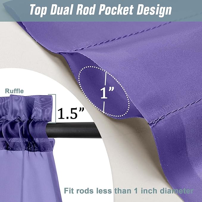 Purple Sheer Curtains for Window 72 inches Long 2 Panels Set, Soft Airy Modern Light Filtering Sheer Curtains for Living Room Bedroom, Dual Rod Pocket Solid Window Drapes, 2x42Wx72L inches