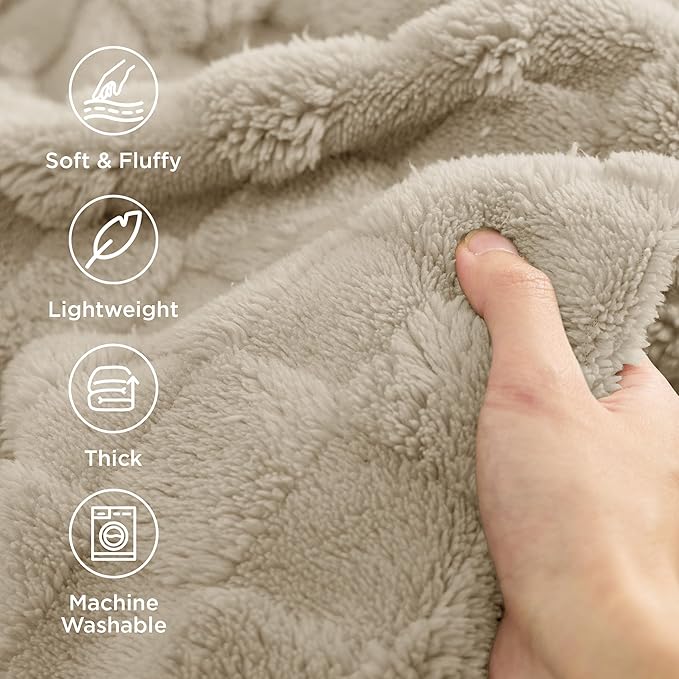 Bedsure GentleSoft Twin Blanket for Bed - Super Soft Cozy Blankets for Kids Girls, Cute Fuzzy Fleece Throws for Bedroom Couch, Neutral, 60x80 Inches
