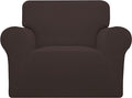 Easy-Going Stretch Chair Sofa Slipcover 1-Piece Couch Sofa Cover Furniture Protector Soft with Elastic Bottom for Kids, Pet. Spandex Jacquard Fabric Small Checks (Chair, Chocolate)