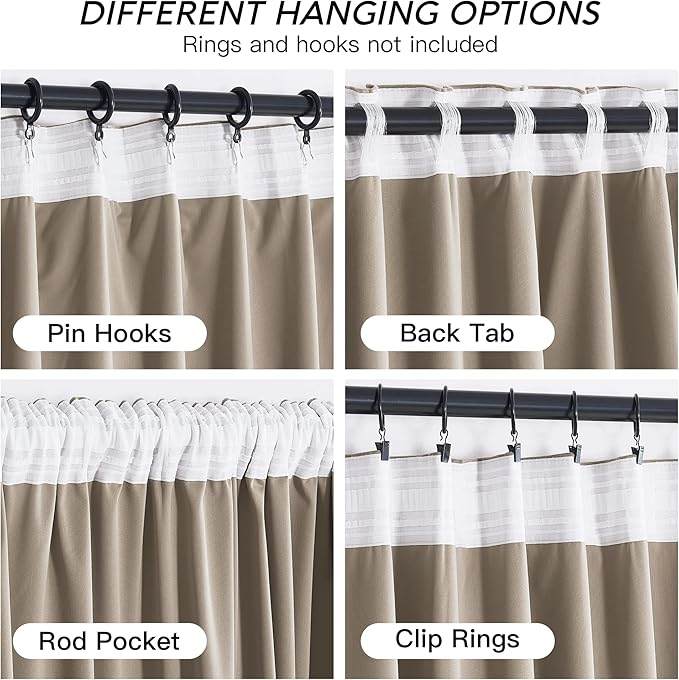 RYB HOME Camel Beige Velvet Curtains 72 inches Length with Hook Tape, Thermal Insulated Privacy Protect Decorative Drapes for Window, W 42 x L 72 inches, 2 Panels Set