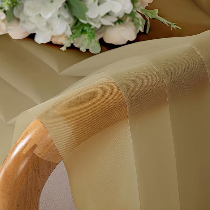 Simplebrand Gold Sheer Curtains 120 Inches Long, Extra Long Rod Pocket Solid Color Window Sheer Curtain Panels, Elegant Curtains & Drapes for Living Room, Bedroom 2 Panels (Gold, 59" W x 120" L)