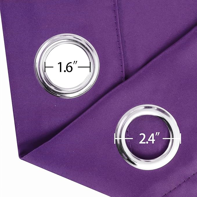 LEMOMO Blackout Curtains 52 x 90 Inch Long Purple Curtains Set of 2 Panels Room Darkening Curtains for Bedroom and Living Room