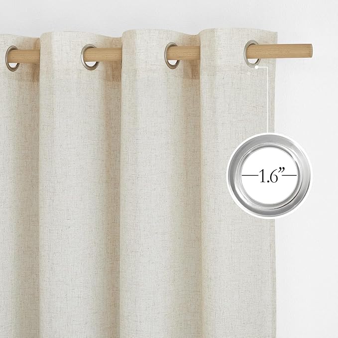 NICETOWN Natural Linen Cafe Curtains 45 inch Length, Thick Flax Linen Window Treatments Privacy Assured with Light Filtering for Farmhouse/Bedroom, W55 x L45, 2 Panels