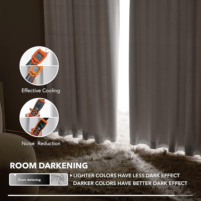 Deconovo Room Darkening Curtains Back Tab and Rod Pocket Curtains Thermal Insulated Blackout Curtains for Living Room 52Wx72L Inch Greyish White Set of 2