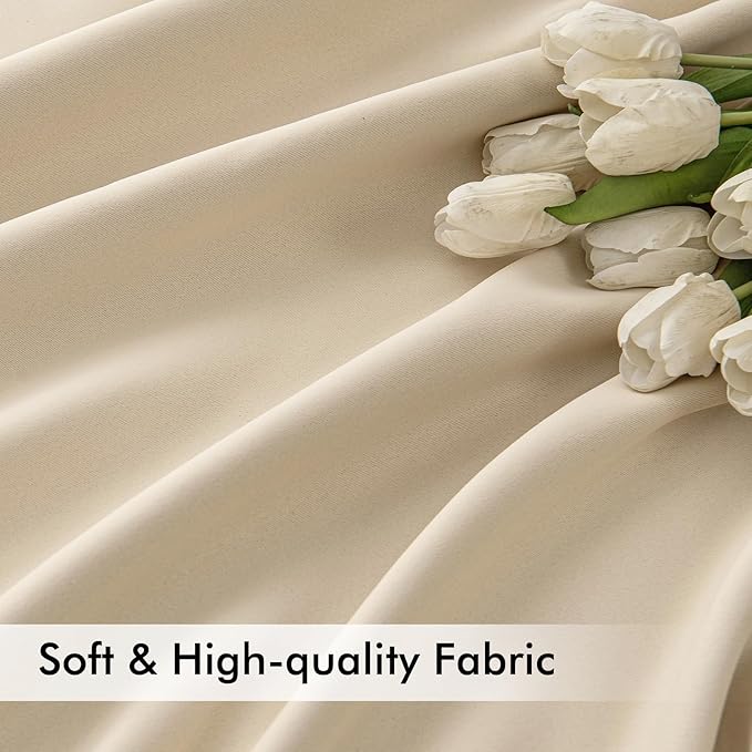 MIULEE Cream Beige Back Tab Light Blocking Curtains 96 Inch Length 2 Panels Set for Living Room Bedroom Privacy, Rod Pocket/Pinch Pleated Thermal Insulated Room Darkening Blackout Drapes W66xL96