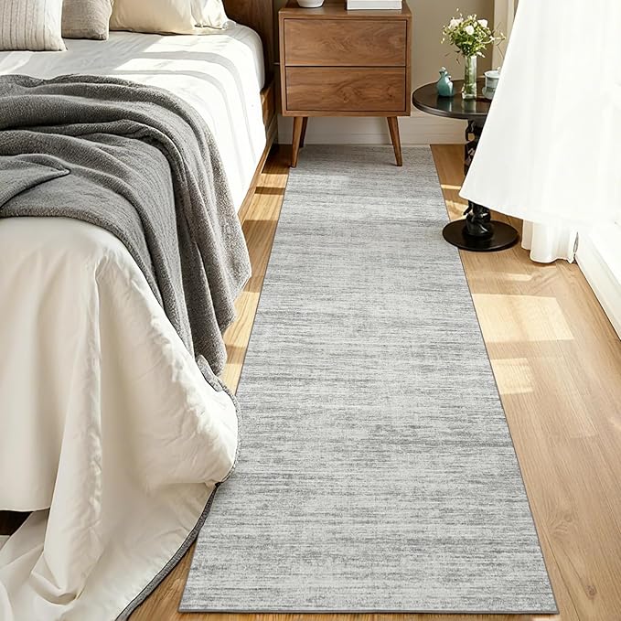 2x10 Runner Rug Non-Slip，Modern Abstract 10ft Washable Runner Rugs for Hallways, Ultra-Thin Long Kitchen Rug Runners,Stain Resistant Floor Carpet for Bedroom,Laundry Room,Entryway（Grey,2'x10'）