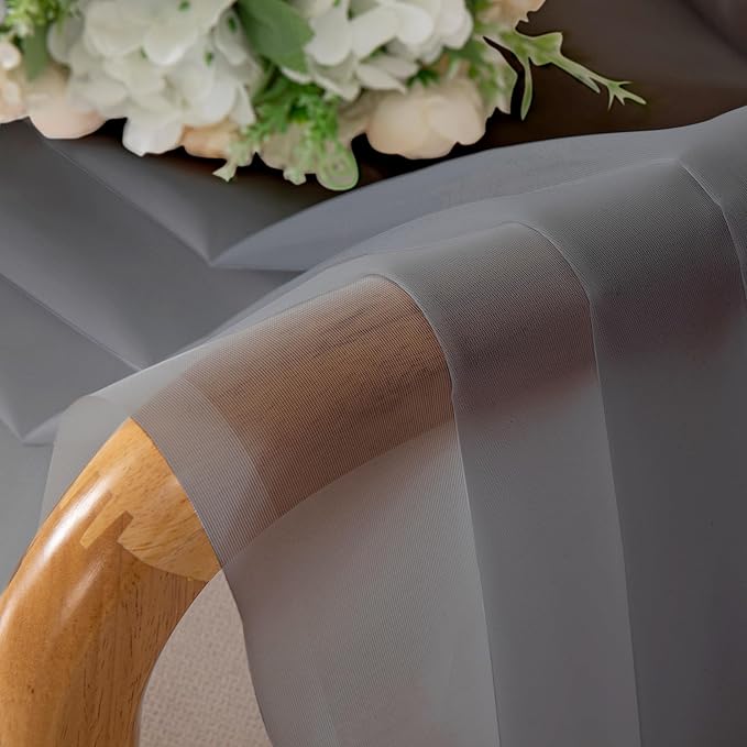 Simplebrand Grey Sheer Curtains 72 Inches Long 2 Panels for Living Room, Rod Pockets Airy Window Treatments Voile Sheer Curtain Panels Lightweight for Front Back Patio Glass Door, 42" Width