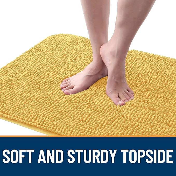 OLANLY Dog Door Mat for Muddy Paws 32x20, Absorbs Moisture and Dirt, Absorbent Non-Slip Washable Doormat, Quick Dry Chenille Mud Mat for Dogs, Entry Indoor Entryway Carpet for Inside Floor, Yellow