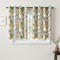 Topfinel Kitchen Curtains 45 Inch Length Beige Vintage Blackout Curtains for Cafe Kitchen Short Grommet Luxury Whimsical Floral Hummingbird Patterned 45 Inches Long for Living Room Bedroom