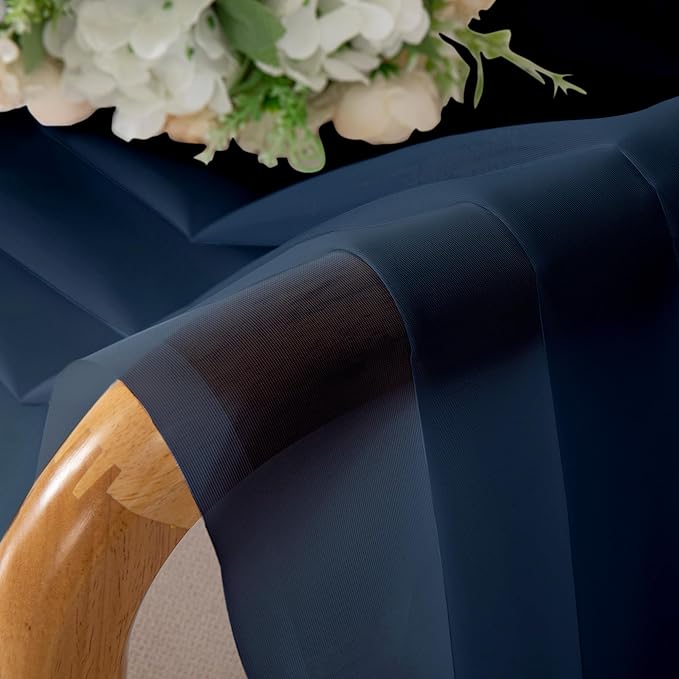 Chyhomenyc Sheer Curtains 63 Inch Length Set of 2, Rod Pocket Voile Drapes for Living Room, Bedroom, Window Treatments Semi Sheer Curtain Panels for Yard, Patio, Villa, Parlor, 42Wx 63L, Navy Blue