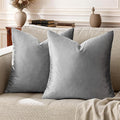 GIGIZAZA Velvet Dark Grey Throw Pillow Covers,20x20 Square Pillow Covers Set of 2 Decorative Modern Pillows for Living Room Couch Sofa Luxury Solid Pillow Cases