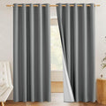 NICETOWN 100% Absolutely Blackout Linen Curtains with Thermal Insulated White Liner, Dove Grey, 62" Wide, 2 Pieces, Privacy Vertical Window Drapes for Office Laundry Living Room Windows 72 inch Long