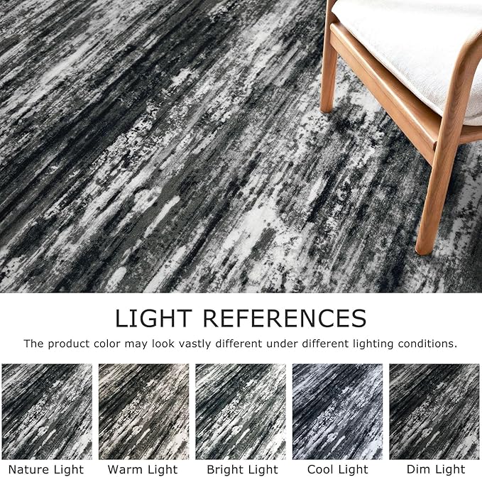 KOZYFLY Modern Abstract 3x5 Large Entryway Rug Non-Slip Washable Area Rug, Black Grey Throw Rugs Indoor Mat for High-Traffic Door Entrance, Kitchen, Laundry, Nursery, Bedroom, Living Room