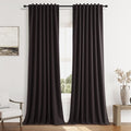 Guken 100% Blackout Curtains 84 Inch Length 2 Panels Set for Living Room Bedroom Back Tab Thermal Insulated Black Out Linen Drapes Room Darkening Cocoa Coffee,52x84