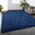 Deerhoo Large Shag Area Rugs 9 x 12, Plush Fuzzy Rugs for Living Room, Ultra Soft Fluffy Furry Rug for Bedroom, Indoor Carpet Nursery Rugs for Kids Room Home Decor, Navy Blue