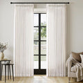MIULEE Pinch Pleated Thick Linen Curtains 90 Inches Long 2 Panels for Living Room Bedroom, Memory Trained Pinch Pleat Drapes Back Tab Light Filtering Natural Ivory Cream Window Curtains with Hooks