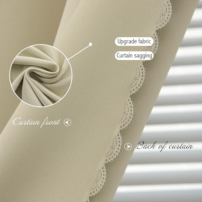 Self Adhesive Portable Blackout Curtains for Bedroom Easy to Install Window Thermal Lnsulated Kitchen Room Darkening Small Window Curtains, Cortinas Para Cuarto, 35"W X 71"L, Beige, 1 Panel