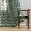 YJ YANJUN Vintage Lace Curtains 90 Inches Long-Victorian Floral Pattern Dark Green Sheer Curtain Panels for Ding Room Bedroom,Light Filtering, Retro Boho Neutral Aesthetic Decor 2 Panels 52W x 90L