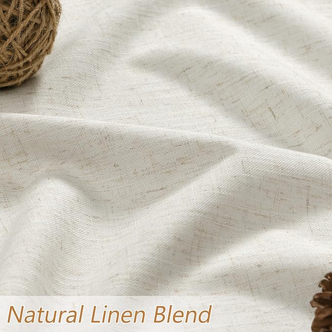 Guken Cream 100% Blackout Linen Curtains 102 Inch Length 2 Panels Set for Living Room Bedroom Back Tab/Rod Pocket Thermal Insulated Black Out Drapes Room Darkening Farmhosue Window Curtains