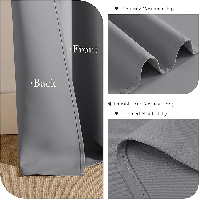 Pony Dance Short Curtains Half Window Curtains for Kitchen,Small Drapes for Bathroom Window, Wide 29 x Long 24 inches per Panel, Silver Grey, Set of 2