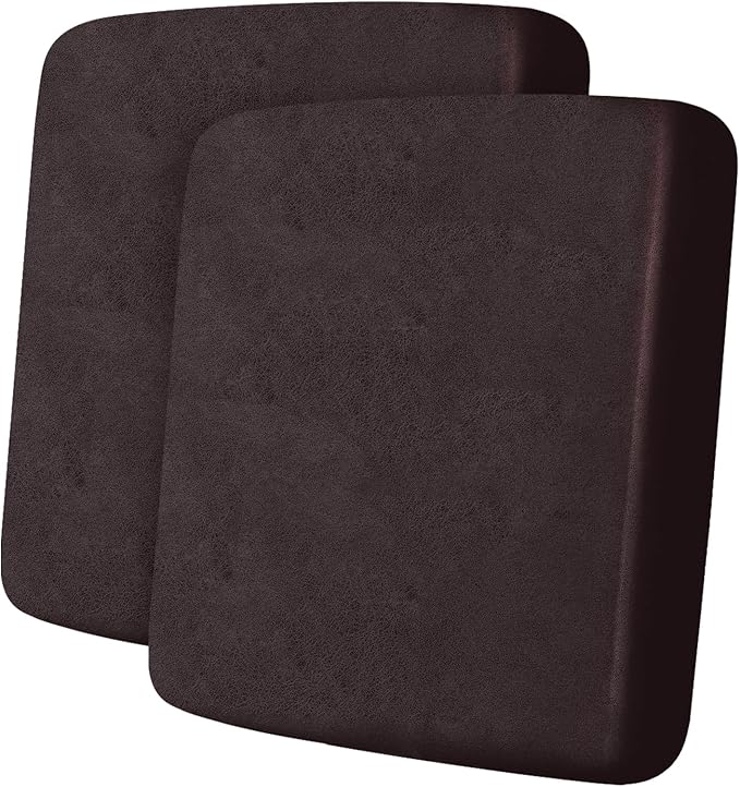 Leather Look Couch Cushion Covers Sofa Seat Slipcovers Sets Couches Furniture Protector for Sectional Armchair Loveseat Pets Kids Stretch Spandex Fabric (2 Cushion Sofa, Chocolate)