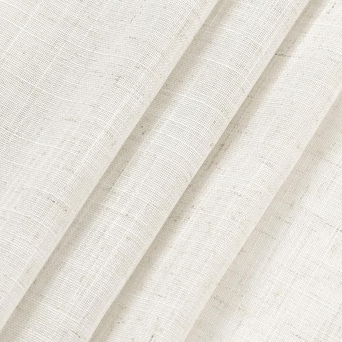 Cream Linen Sheer Curtains 54 Inch Length 2 Panel Set Back Tab Pocket Semi Sheer Light Filtering Short Curtain Soft Elegant Aesthetic Small Window Drapes for Bathroom 52x54 inches Long Ivory