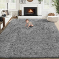 8x10 Area Rugs for Living Room: Fluffy Shag Soft Washable Rug Large Fuzzy Plush Indoor Carpet for Bedroom Nursery Playroom Kids Girls Boys Room (Dark Grey, 8'x10')