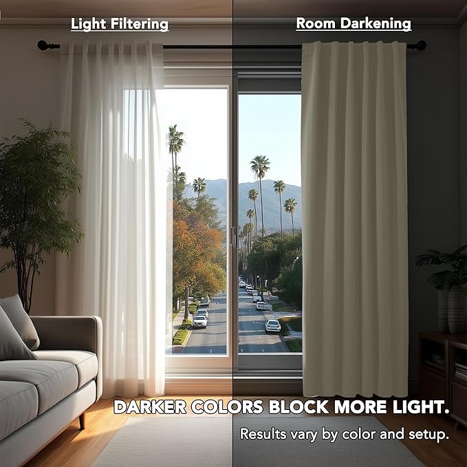 Deconovo Blackout Curtains, Thermal Insulated, W38 x L84 2 Panels, Back Tab, Machine Washable, Room-Darkening Drapes for Bedroom/Living Room Light Beige