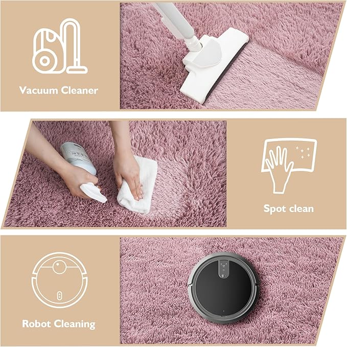yulidayang Fluffy Round Area Rugs for Living Room,Blush 6'X6'Shag Circle Area Rugs for Bedroom,Non Slip Fuzzy Plush Rug for Kids Room Boys Girls Room and Dorm