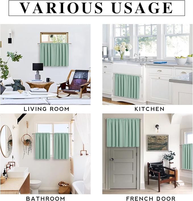 RYB HOME Blackout Curtains for Bedroom Living Room 63 inches Long, Thermal Insulated Privacy Rod Pocket Drapes for Nursery Office Home Theater, Width 42 by Length 63, Aqua, 2 Panels
