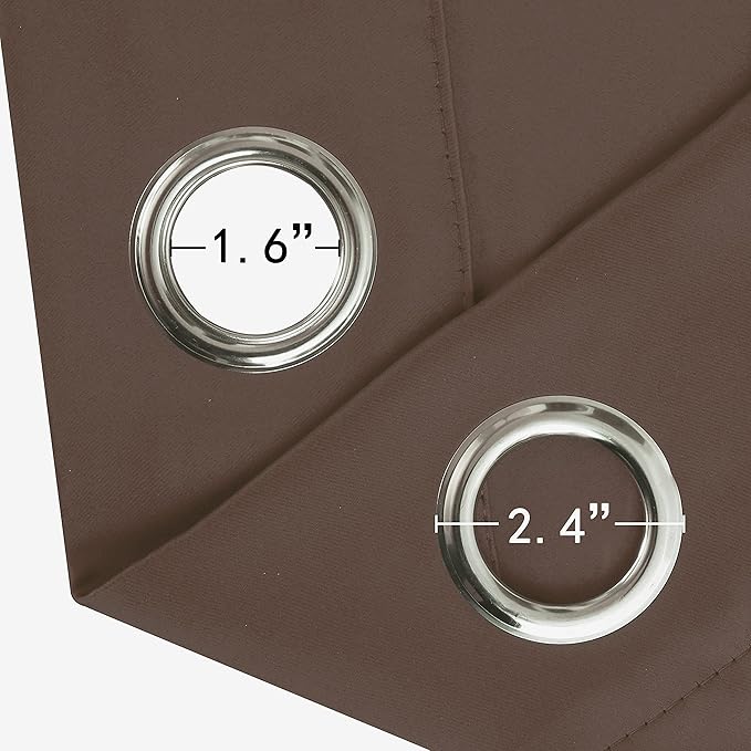 LEMOMO Blackout Curtains 52 x 45 inch/Chocolate Brown Curtains Set of 2 Panels/Thermal Insulated Room Darkening Bedroom Curtains