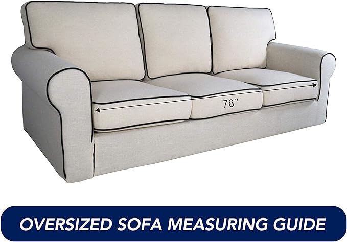 PureFit Super Stretch Sofa Slipcover – Spandex Non Slip Soft Couch Sofa Cover, Washable Furniture Protector with Non Skid Foam and Elastic Bottom for Kids, Pets （Oversized Sofa, Natural）